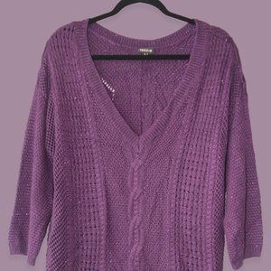 Purple/Shimmer Half sleeve Knit sweater.
